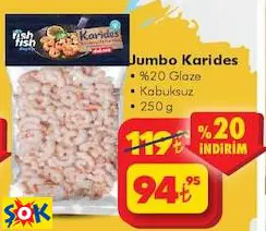 JUMBO KARİDES %20 GLAZE Ï KABUKSUZ 250 G